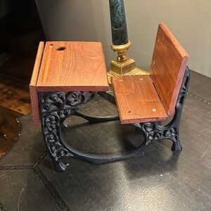 Vintage School Desk Figurine - Black & Brown